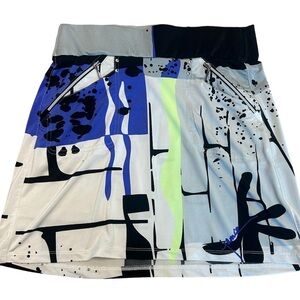 Jamie Sadock purple Ivory white black neon paint splatter printed golf skirt S